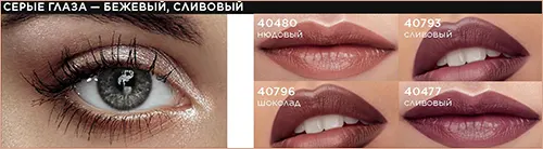 Оттенок помады для серых глаз от Фаберлик